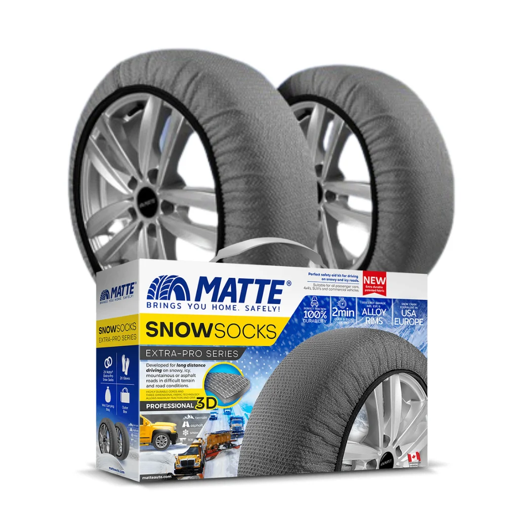 Matte Snow Tire Socks Automobile Safe Driving For Car Truck SUV Snow Chains Extra-Pro Series (Lighter Safer Better than Chain)