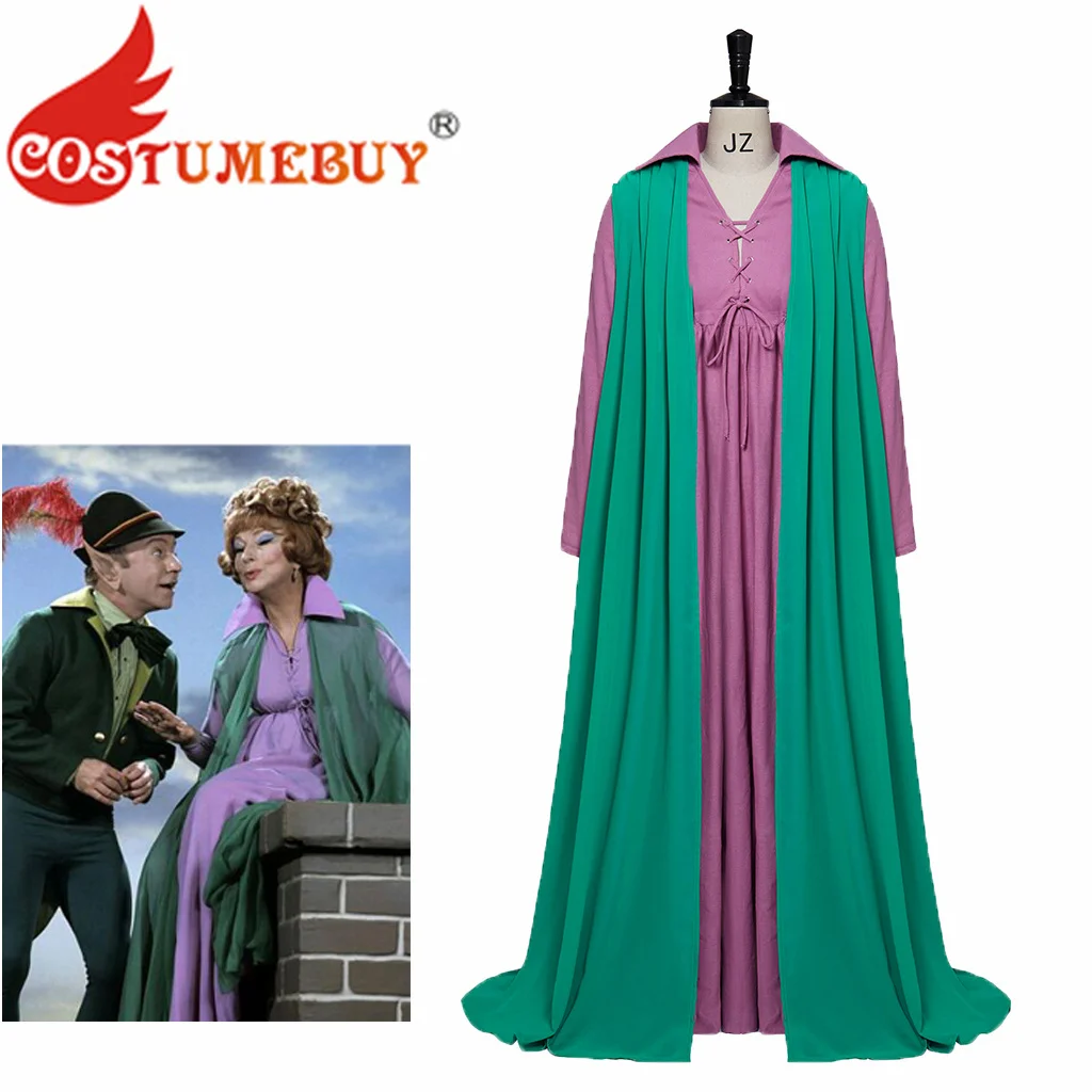 Bewitched Cosplay Endora Agnes Moorehead Cosplay Costume Women's Dress Robe Cloak Halloween Suit Custom Made