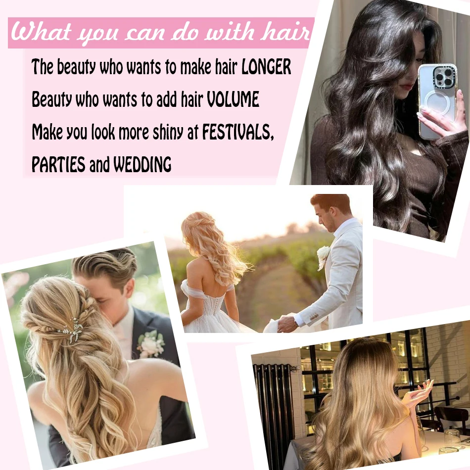 Audelami накладные человеческие волосы на заколке V-образные прямые Remy 5 заколок 14-28