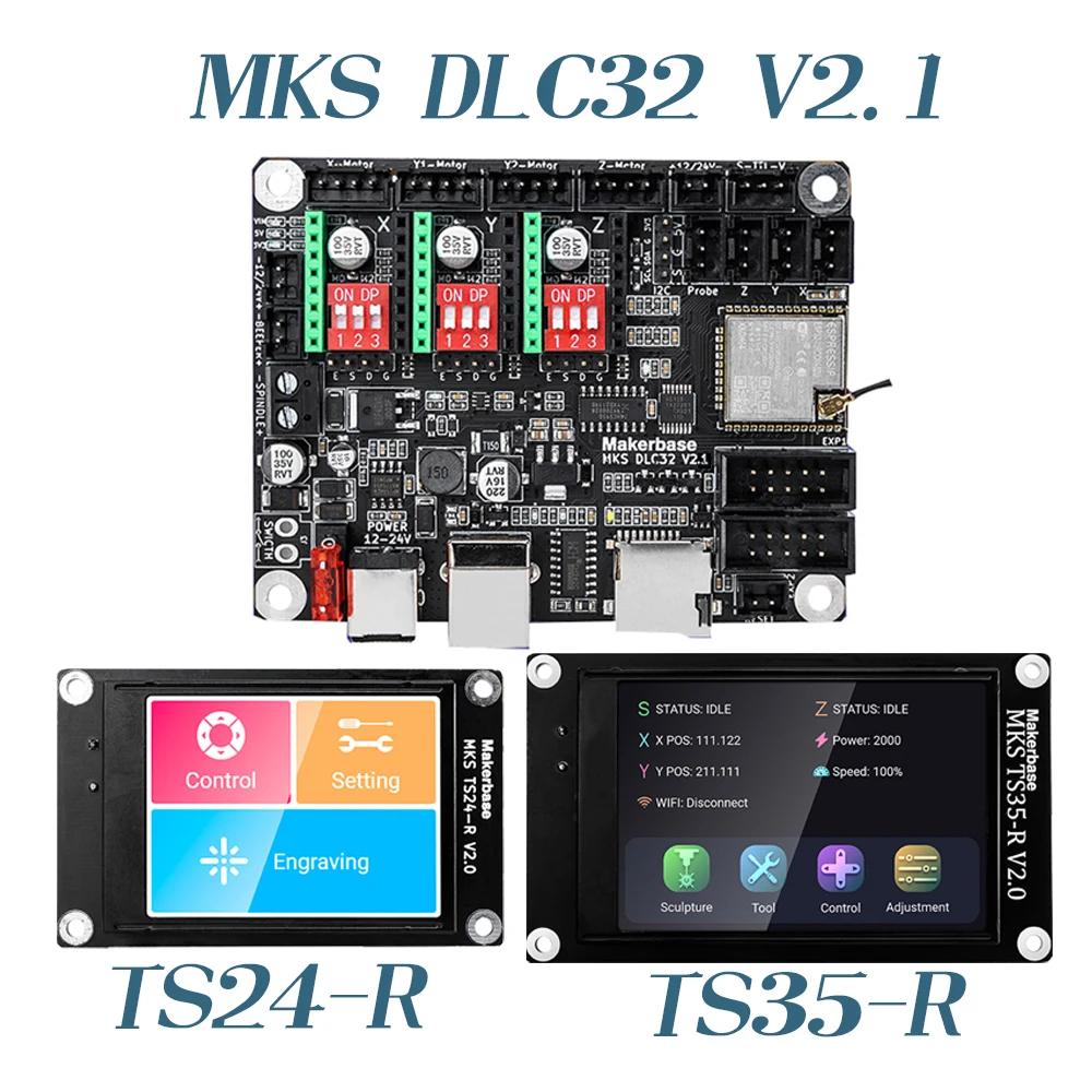 Laser Engraving Machine Motherboard Makerbase MKS DLC32 V2.1 32Bit Control Board Wifi TS24/TS35-R Support 80W Laser Module