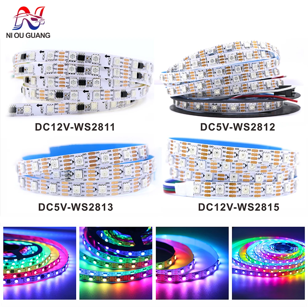 RGB Светодиодная лента WS2811/WS2812B/WS2815/WS2813 30/60/144 пикселей на метр 5V/12V