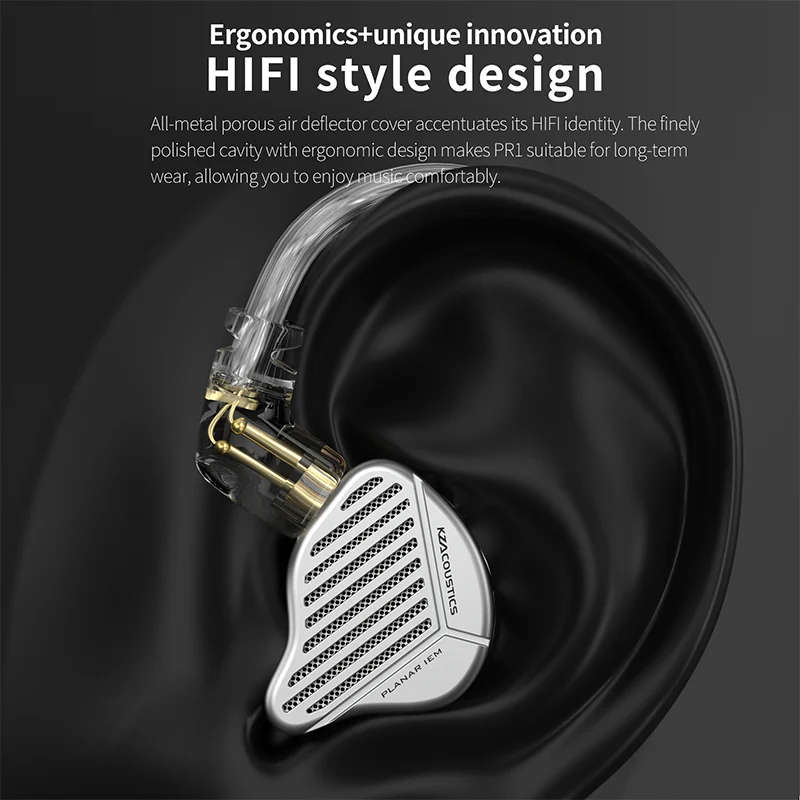 Проводные наушники KZ PR1 Planar Driver In Ear проводные музыкальные HiFi монитор с басом Earbuds