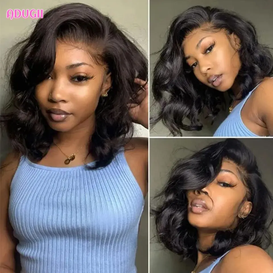 

13x4 Short Bob Wig Peruvian Body Wave Lace Front Wigs Natural Color Human Hair Lace Frontal Wigs For Women 4x4 Closure Wig