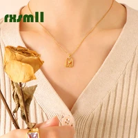 woman titanium steel rose zircon single diamond pendant geometric necklace plated tablet chain pendant personality jewelry
