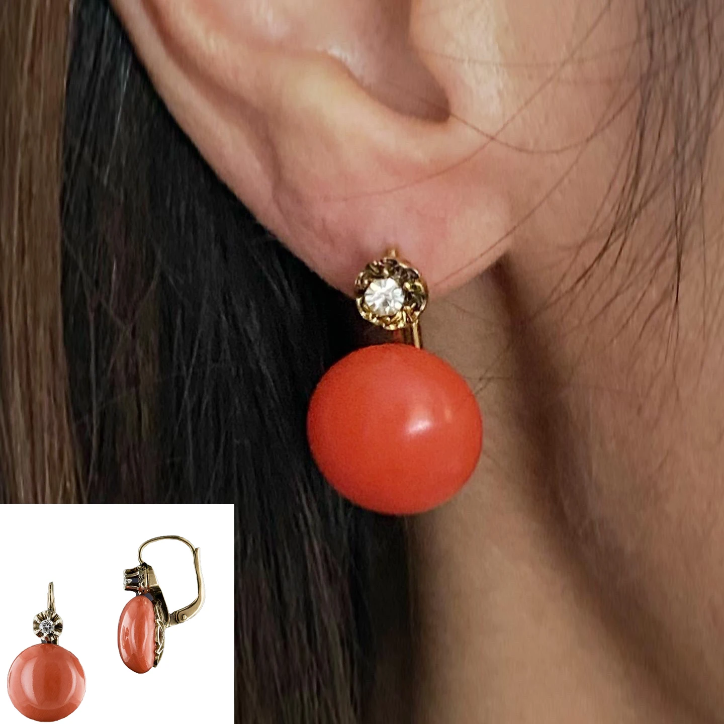 

Ephalus Women's Bohemian Orange Coral Zirconia Drop Earrings Couple Ear Jewelry High Quality Original Hypoallergenic Accesorios