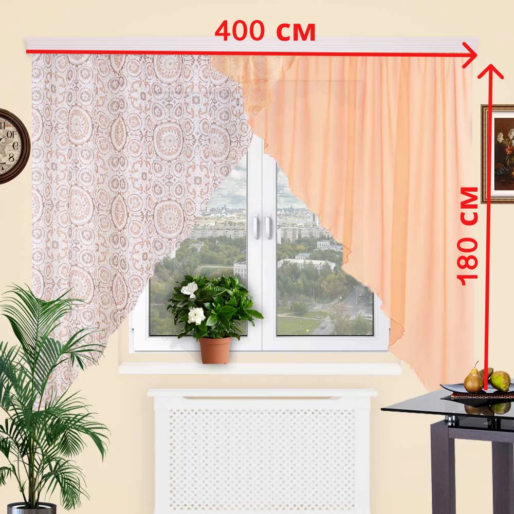 Шторы на кухню короткие Вуаль