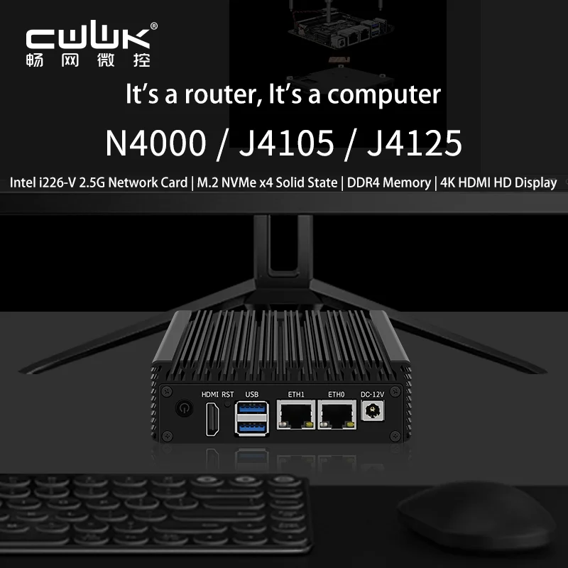 Cwwk X86-P2 Fanless Mini Pc J4125 J4105 Quad Core 2X I226-V 2.5G Schede Di Rete Del Computer Firewall Nvme 2Xusb3.0 Industriale Router Morbido.
