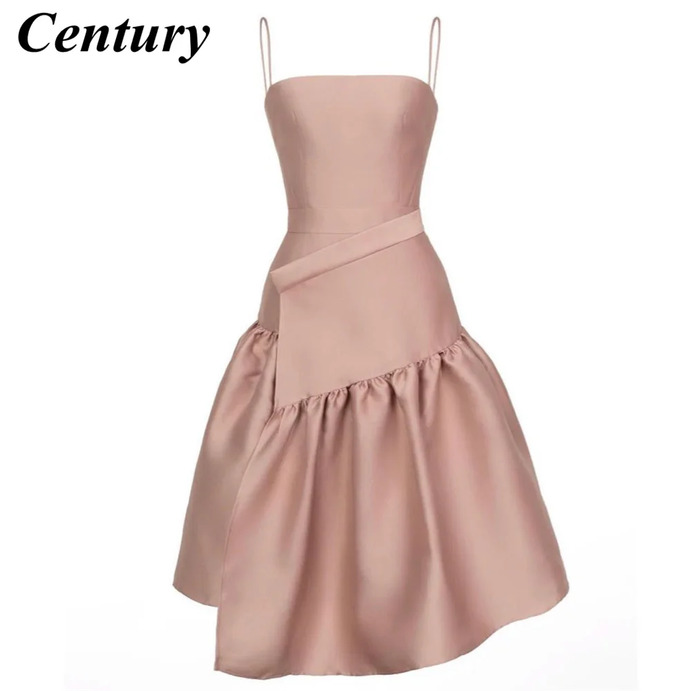 Century-vestidos cortos de fiesta de graduación para mujer, Rosa polvoriento vestido de cóctel con tirantes finos hasta la rodilla, ropa Formal, traje de noche