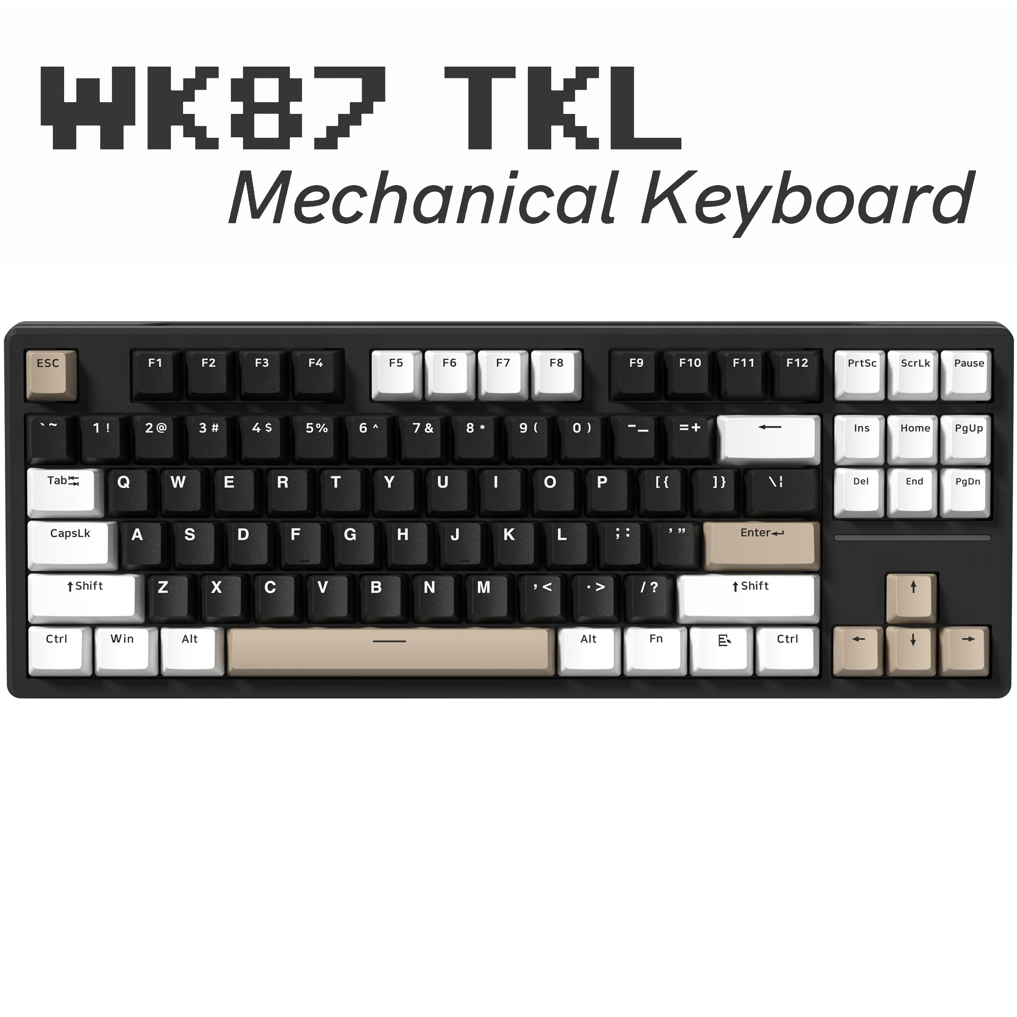 Womier WK87 Черно-белая TKL Bluetooth/2 4 ГГц/USB-C Трехрежимная беспроводная механическая