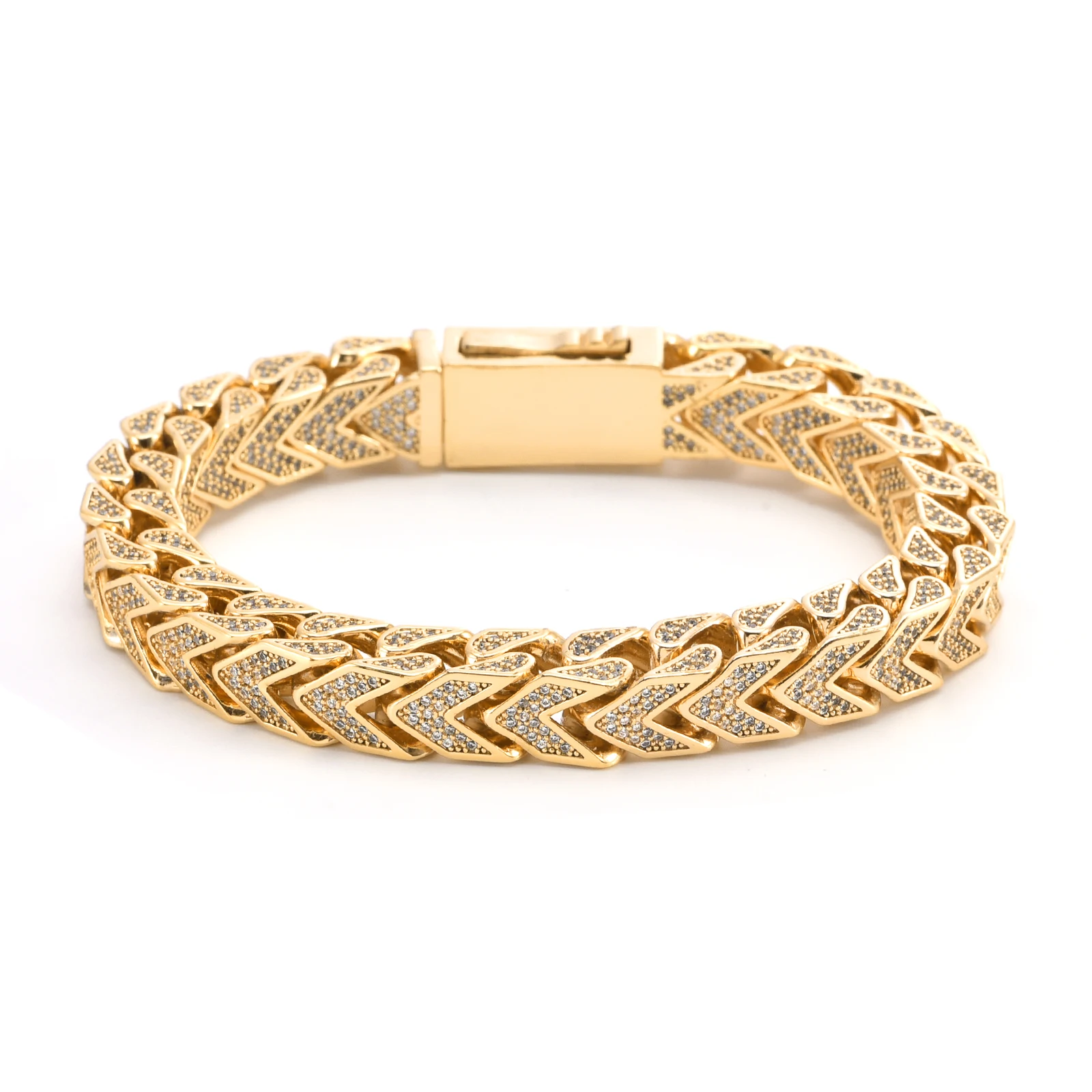 

TON ZIR Hot 8MM Iced Out Heavy Franco VShape Chain Double Pave Copper 5A+ Cubic Zirconia Stones Necklace For Women Men Jewelry