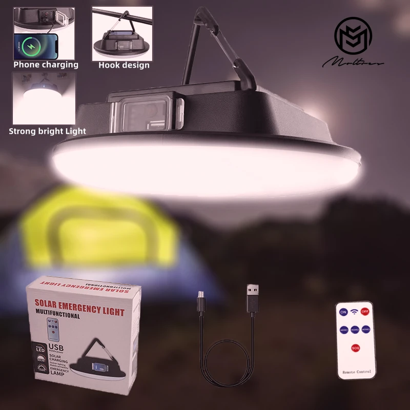 

Перезаряжаемый походный фонарь большой емкости с солнечной панелью и крючком, умный светильник с дистанционным управлением, освесветильни...