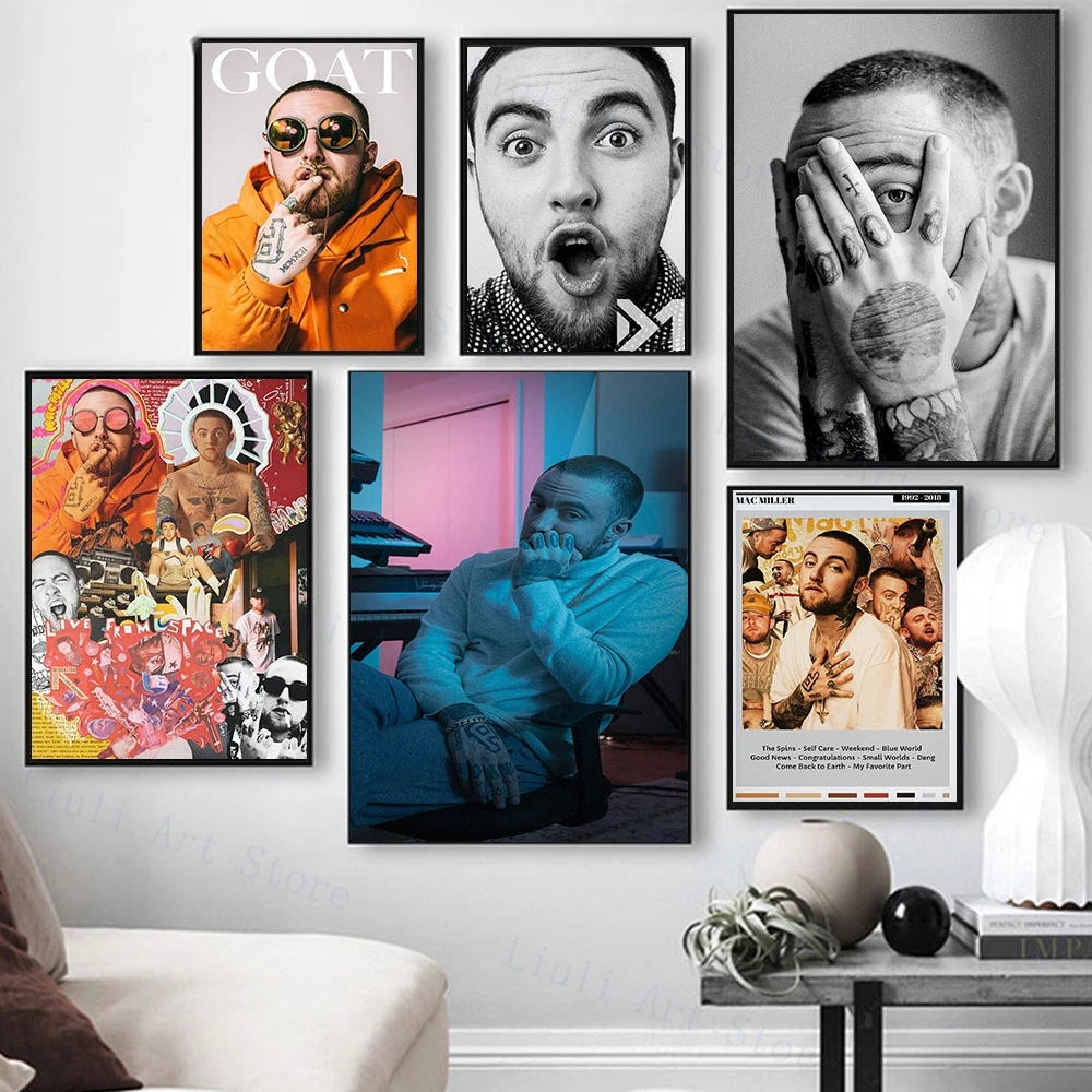 

Mac Miller Poster Visual Shadow Art Canvas Painting Music Star Wall Picture Prints Fan Gift Living Room Home Decor Frameless