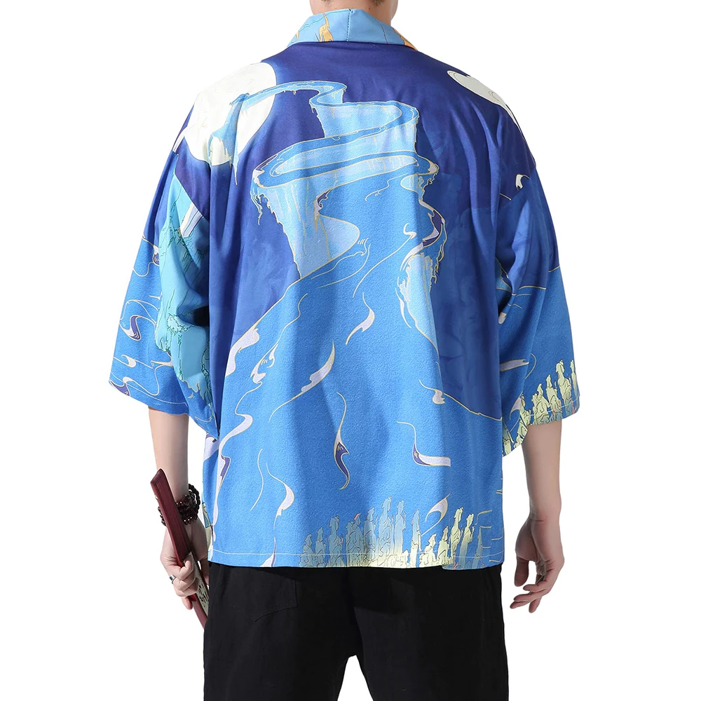 Kimono japonés para Hombre, ropa tradicional de Anime, camisas Samurai Haori, Yukata, cárdigan, novedad de 2023