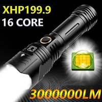 3000000lm powerful flashlight xhp199 9 led 16 core waterproof ipx5 zoom torch 5mode usb rechargeable lamp by 1865026650 battery