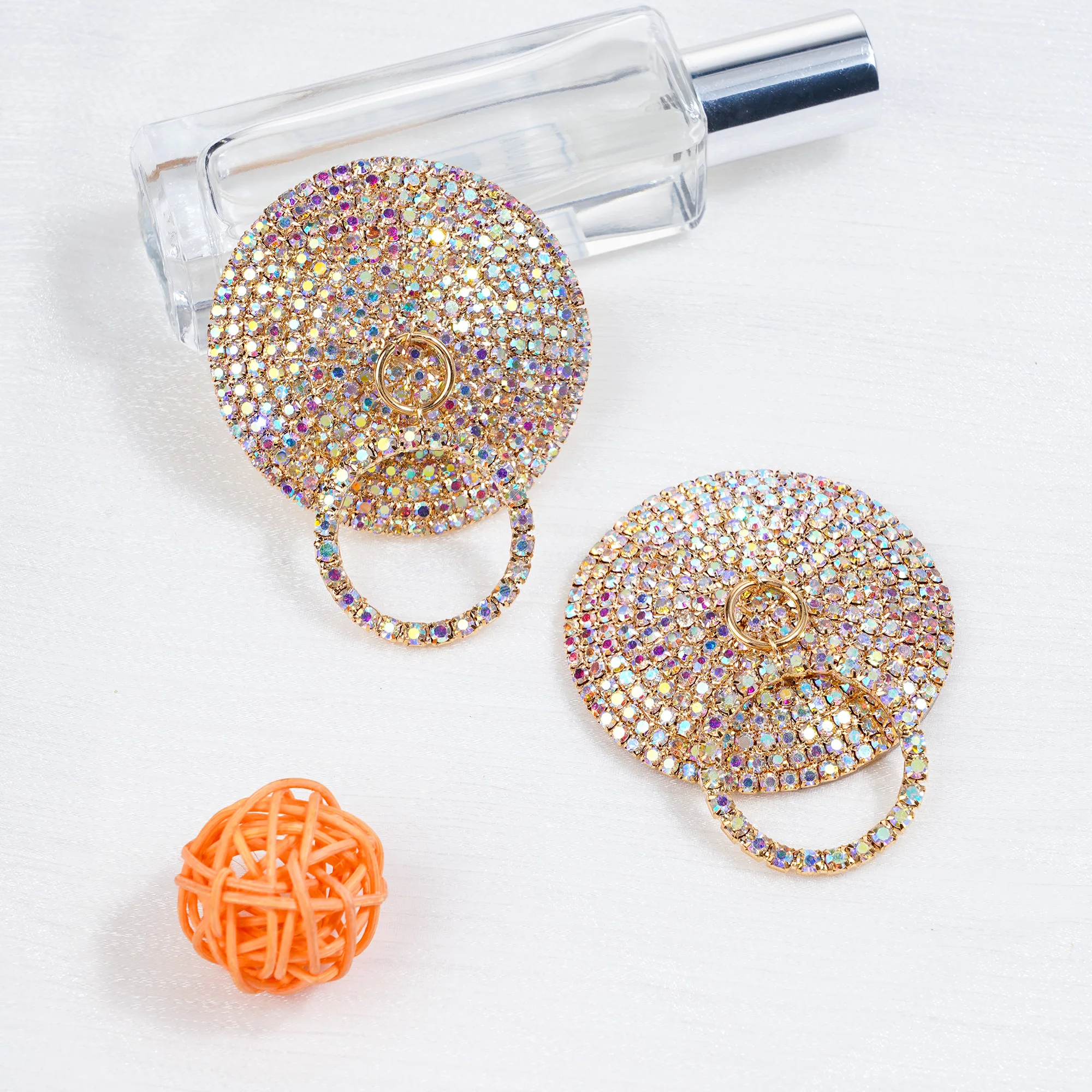 Rhinestone Breast Pasties Stickers Reusable Sexy Women Metal Nipple Covers Self Adhesive Crystal Round Nipple Cover Accessories