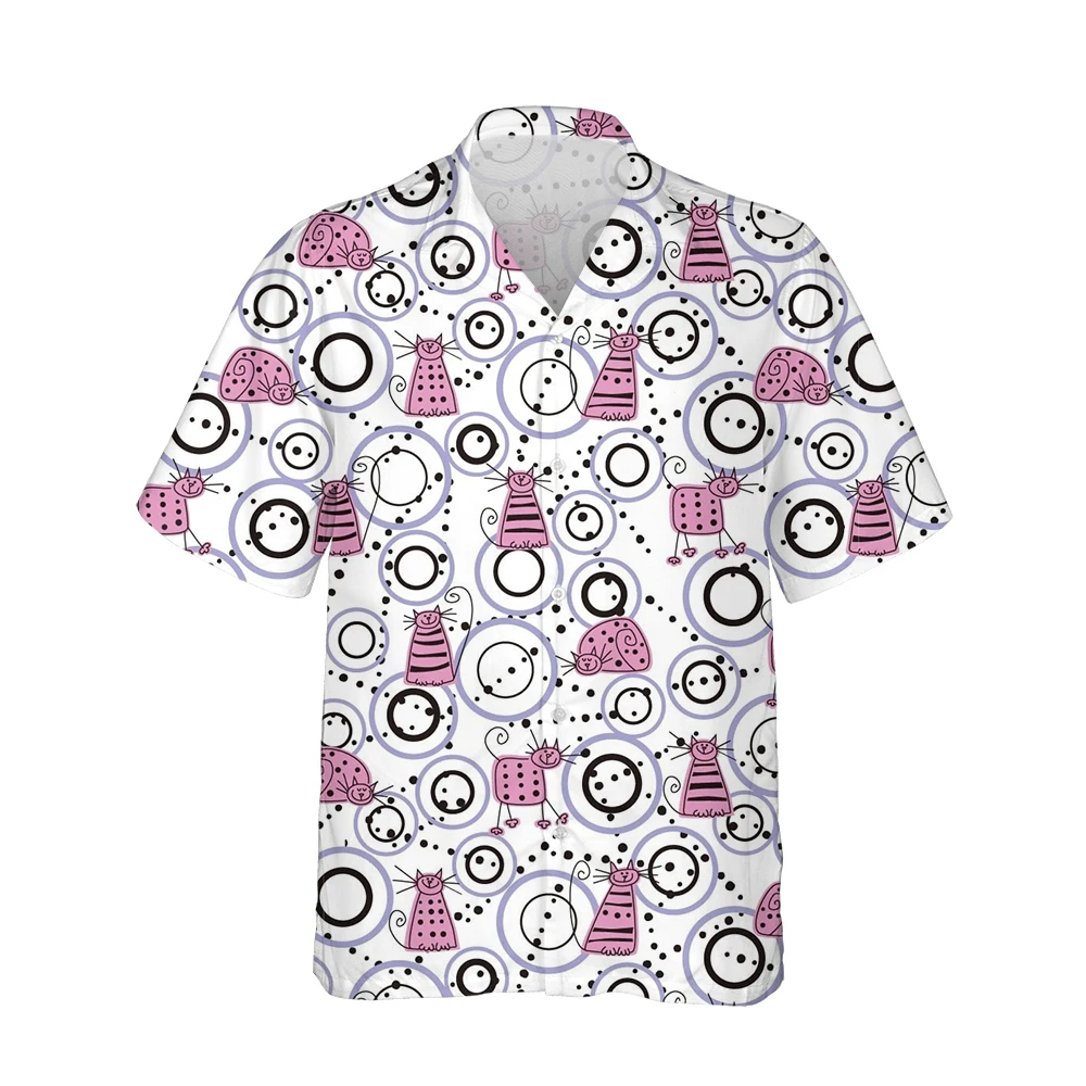 New 3D Funny Cute Animals Cartton Print Colorful Hawaiian Shirt Men Cat Rabbit Graphic Fashion Aloha Shirt Beach Casual Tops 5XL
