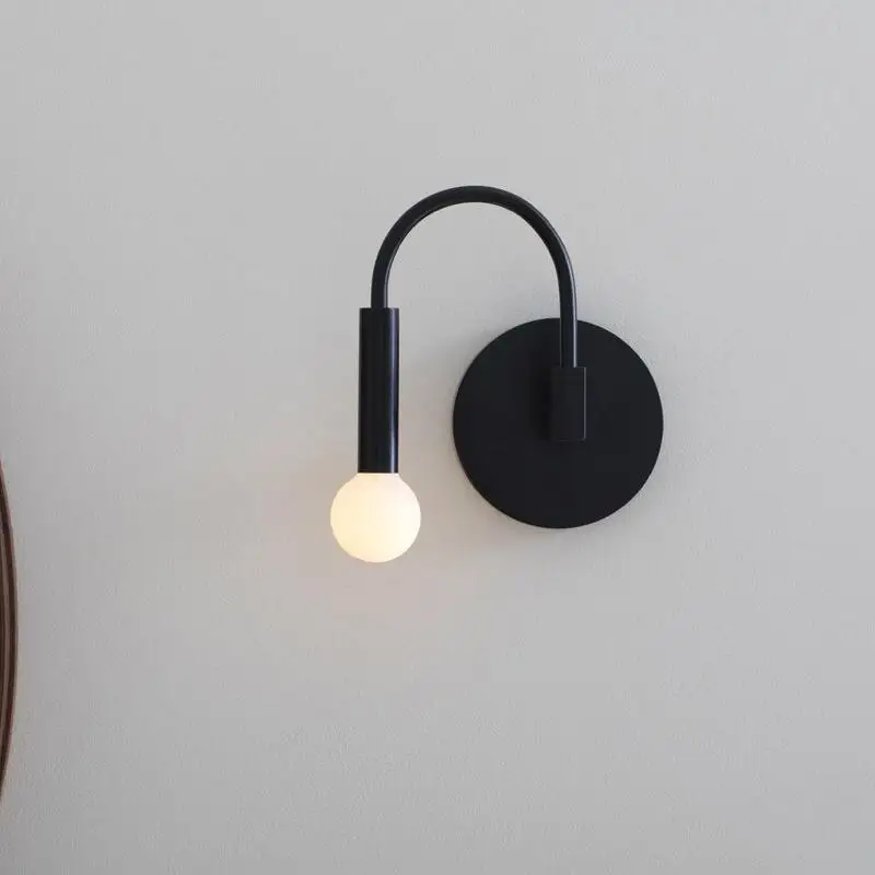 

Nordic Led Black Wall Lamp Curve Arm Adjustable Fashion Creative Living Room Bedroom Study Hotel Aisle Designer Wall Lamp