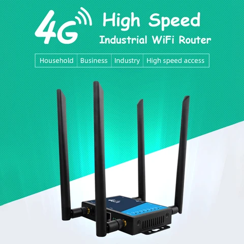 WiFi-маршрутизатор промышленного класса 4G Широкополосный беспроводной маршрутизатор 300 Мбит / с со слотом для SIM-карты Защита брандмауэра EU/US Plug