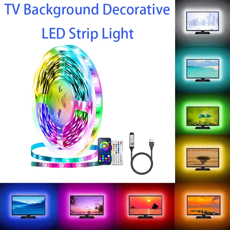 

Cross Border LED Strip 5050RGB Remote Control Bluetooth 5V Waterproof Strip TV Background Ambient Light Decoration 15m 20m 30m