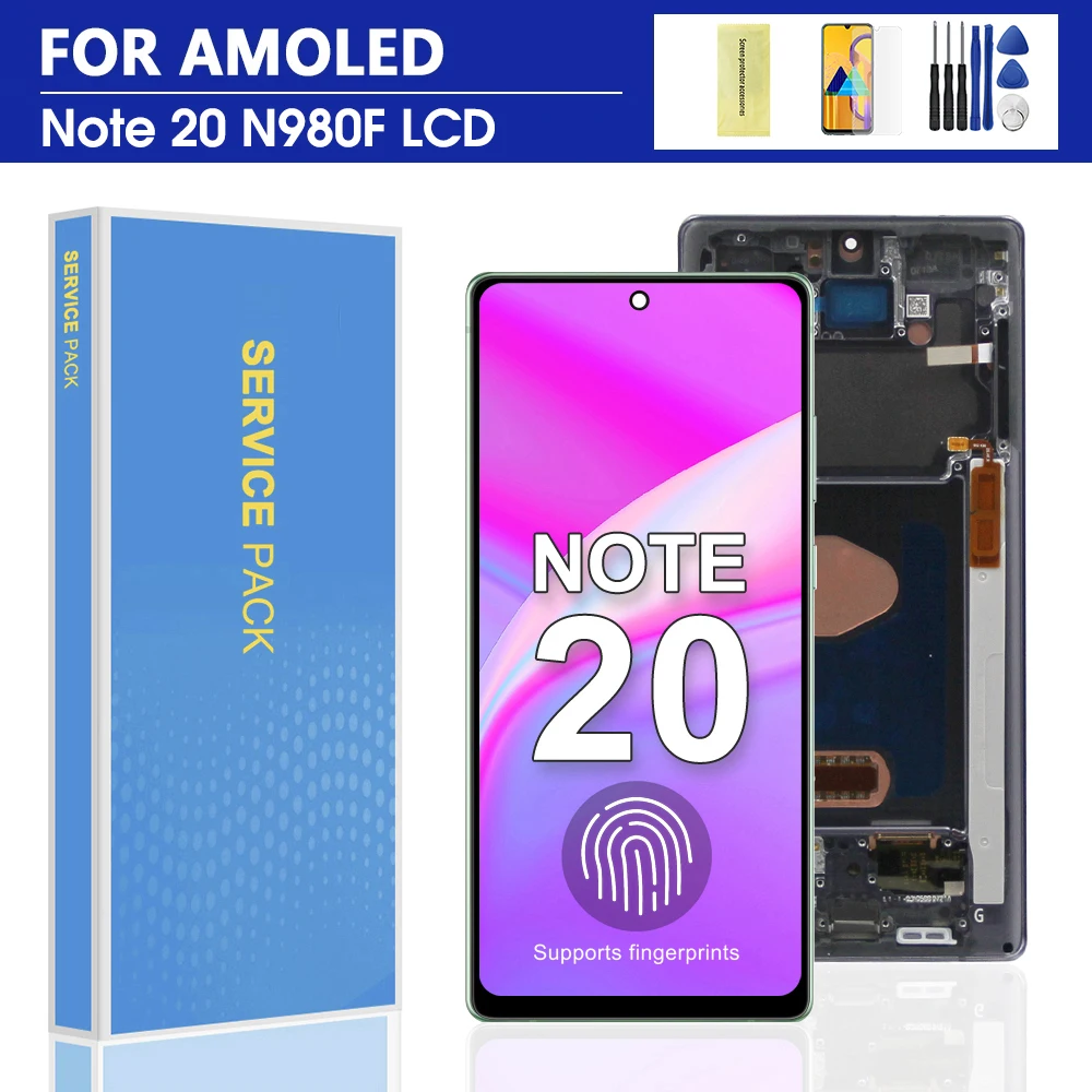 Рамка Жк-дисплея Amoled Для Samsung Note 20 Замена Цифрового Емкостного Сенсорного Экрана