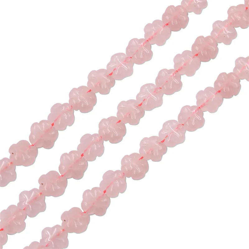 

Rose Quartz Pink Crystal Beads Strand Carved Flower Shape 12mm Natural Stone For Making Jewelry DIY Bracelet Necklace Earrings