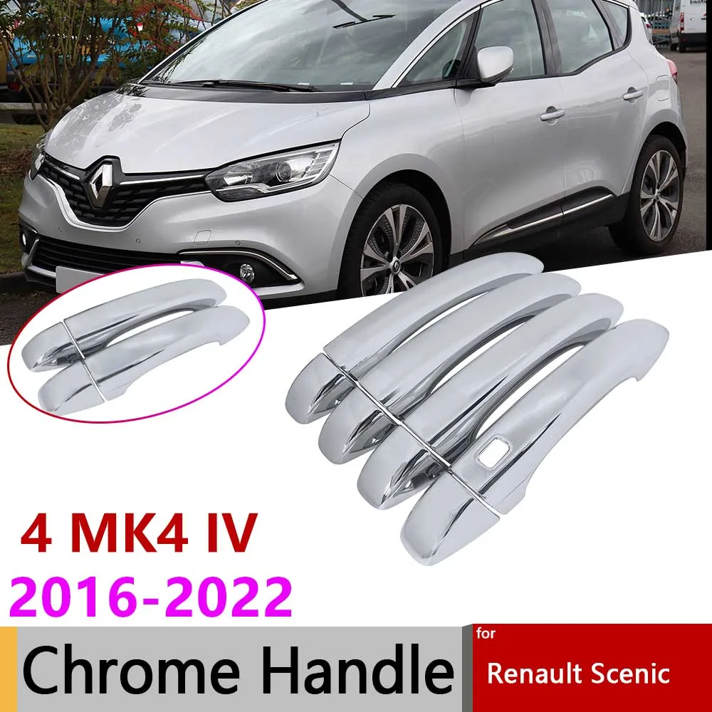 

for Renault Scenic 4 IV MK4 2016~2022 2019 2020 Chrome Sturdy Door Handle Cover Car Styling Accessories Protective Film Stickers