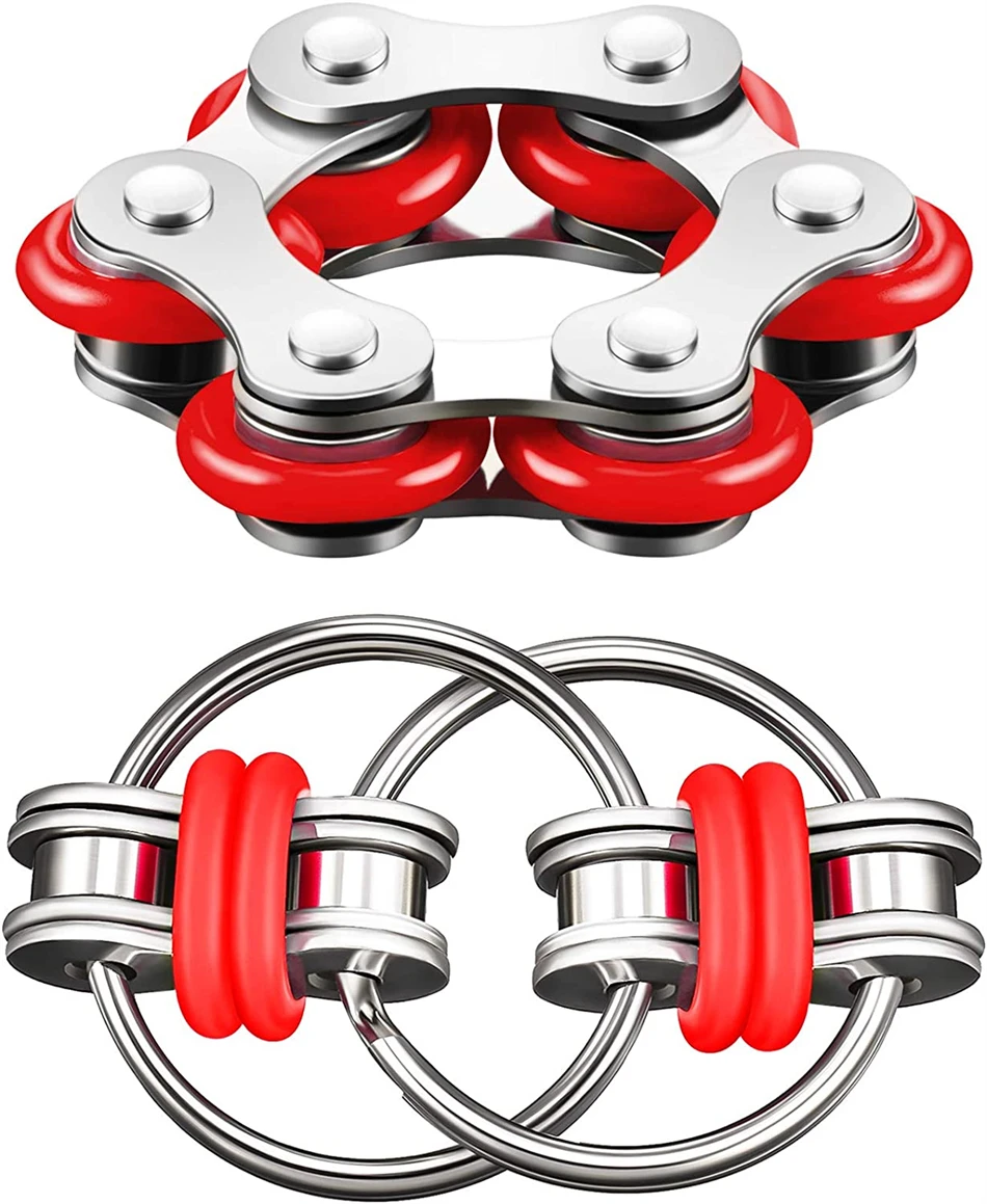 

Fidget Toy Set Include Six Roller Chain Fidget and Key Flippy Chain Stress Reducers for Autism Stress and Anxiety Relief