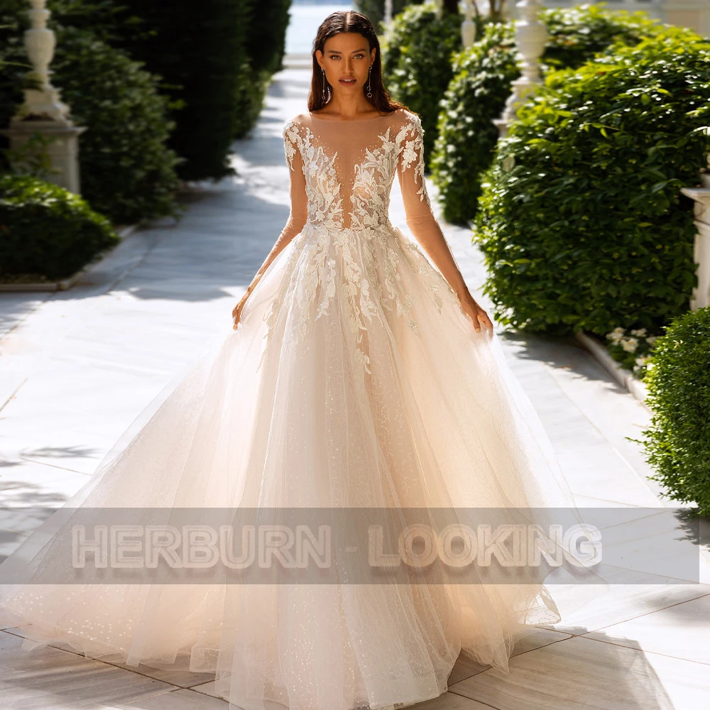 

HERBURN Pastrol Sweet Wedding Gown For Bride Short Sleeves Deep V-Neck Customised Dropping Shipping Robe De Soiree De Mariage