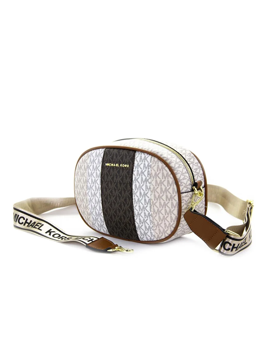 Сумка женская на плечо кросс боди бренд Лето 2022 МК бежевая корочневая 0022-1 BeigeBrown -