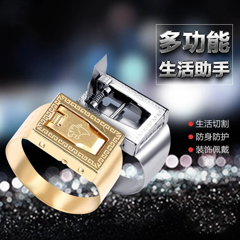 

Stainless Invisible Multifunctional Weapon Hidden Anti Self Finger Large Steel Knife Women Outo Wolf Men Defense Ring Lot