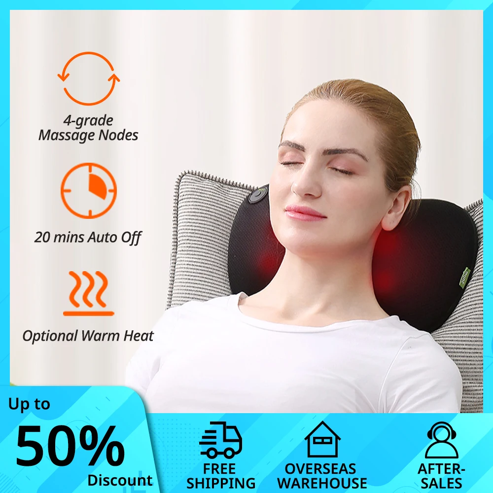 

Mynt Shiatsu Massage Pillow with Heat for Neck Back Shoulder Arms Legs at Home, Office, Car