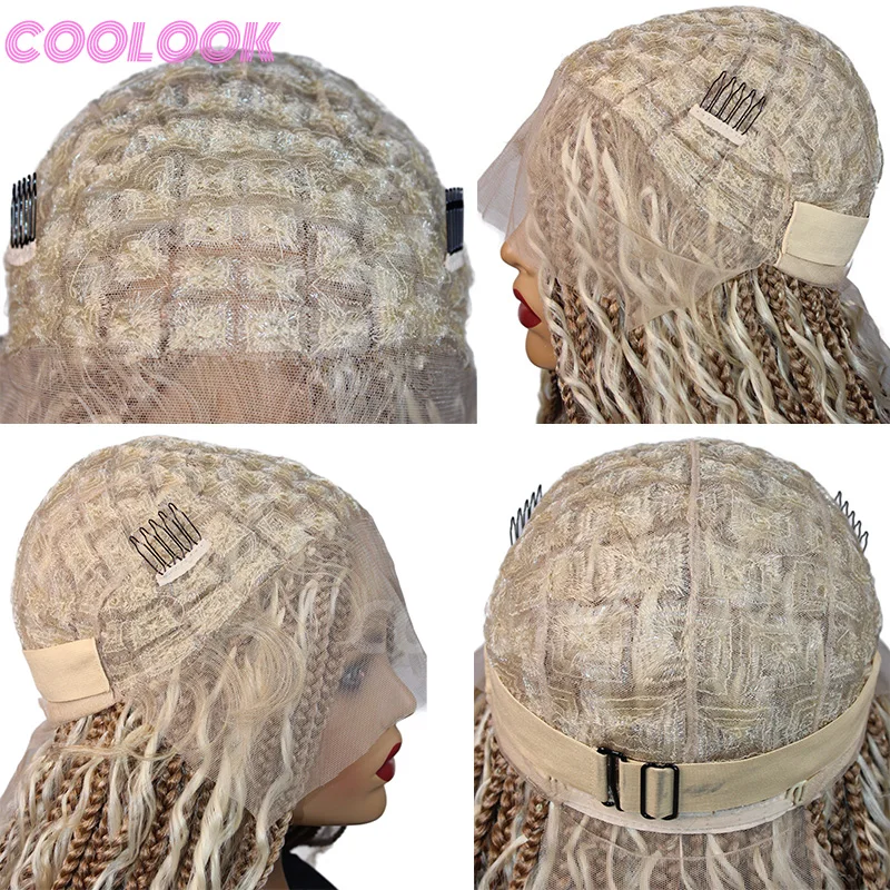 613 Блондинка в богемном стиле косички синтетические 32 дюйма полный парик спереди