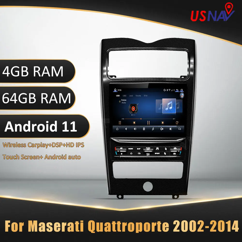 

USNAV 4G+64G Latest Android 11 DVD Player For Maserati Quattroporte 2004-2012 Car Radio Stereo GPS Navigation Carplay Head Unit