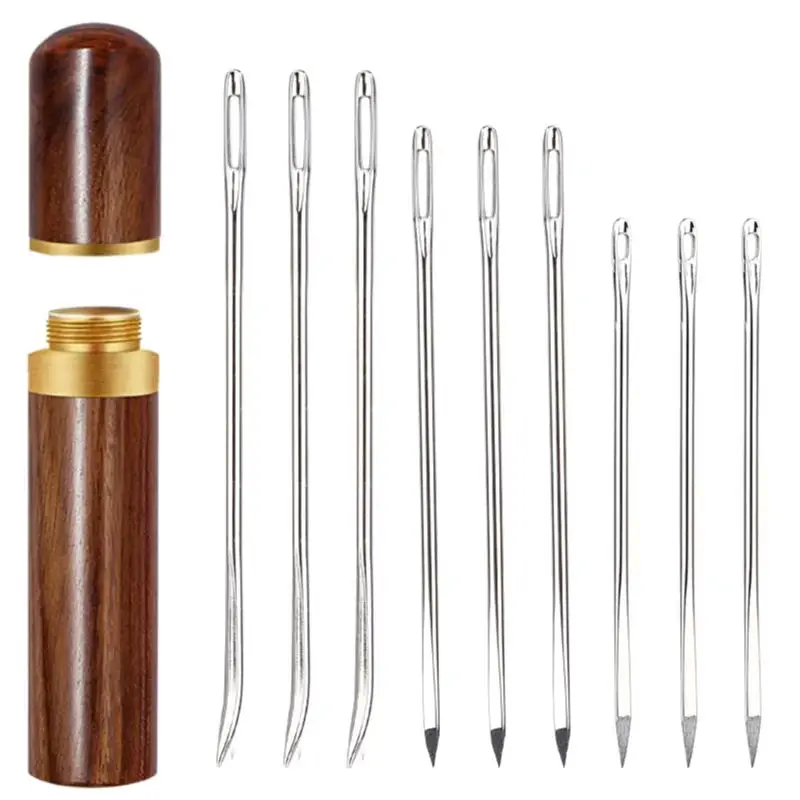 MIUSIE Leather Crafts Sewing Needle  Blunt Head Needles Pointed Prism Sharp Big Eye Needles For Leather Stitching Craft Tool