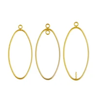 2pcs 14K Gold Filled Oval Drop Charms with In&Out Ring Plain Jump Ring w/ Peg for Earring