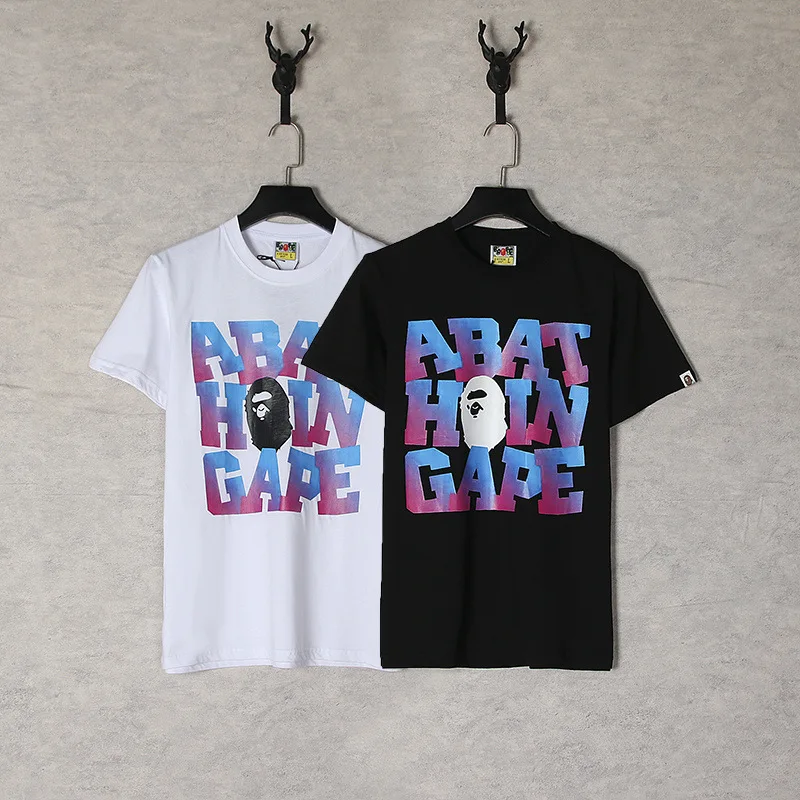 

Hot Sale 2022 Summer New Japanese Fashion Brand Men's Letter Logo Print Short-sleeved 100% Cotton Bape T-shirt