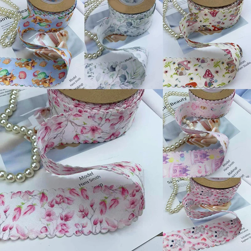 

10 Yards 40mm Double-Sided Lace Flower Cartoon Rabbit Ribbon DIY Handmade Materials For Crafts Decoration Hair Bows Crafts Gifts