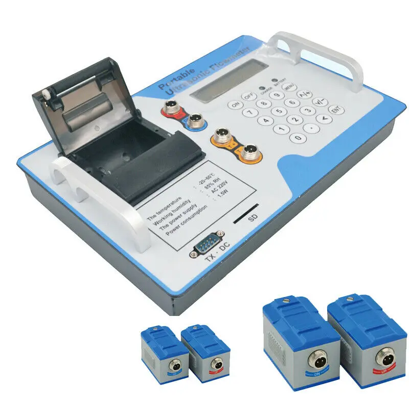 

Portable Ultrasonic Flowmeter Liquid Flow Meter Tester with Built-in Printer DN50-700mm For Steel Stainless Steel Etc