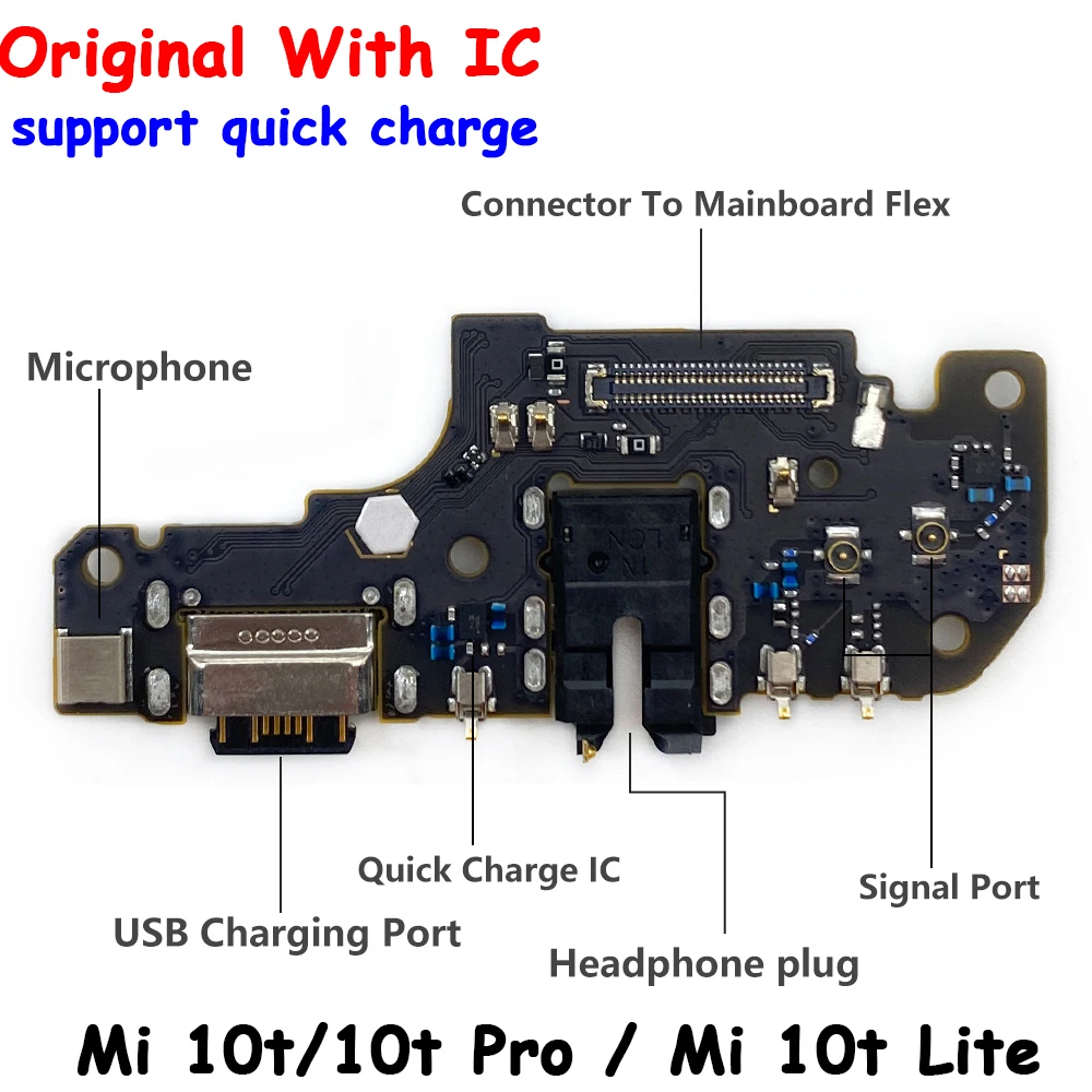 

10Pcs Original New USB Charging Plate Connector Dock Board Flex Cable With Microphne For Xiaomi Mi 10T Pro / Mi 10T Lite