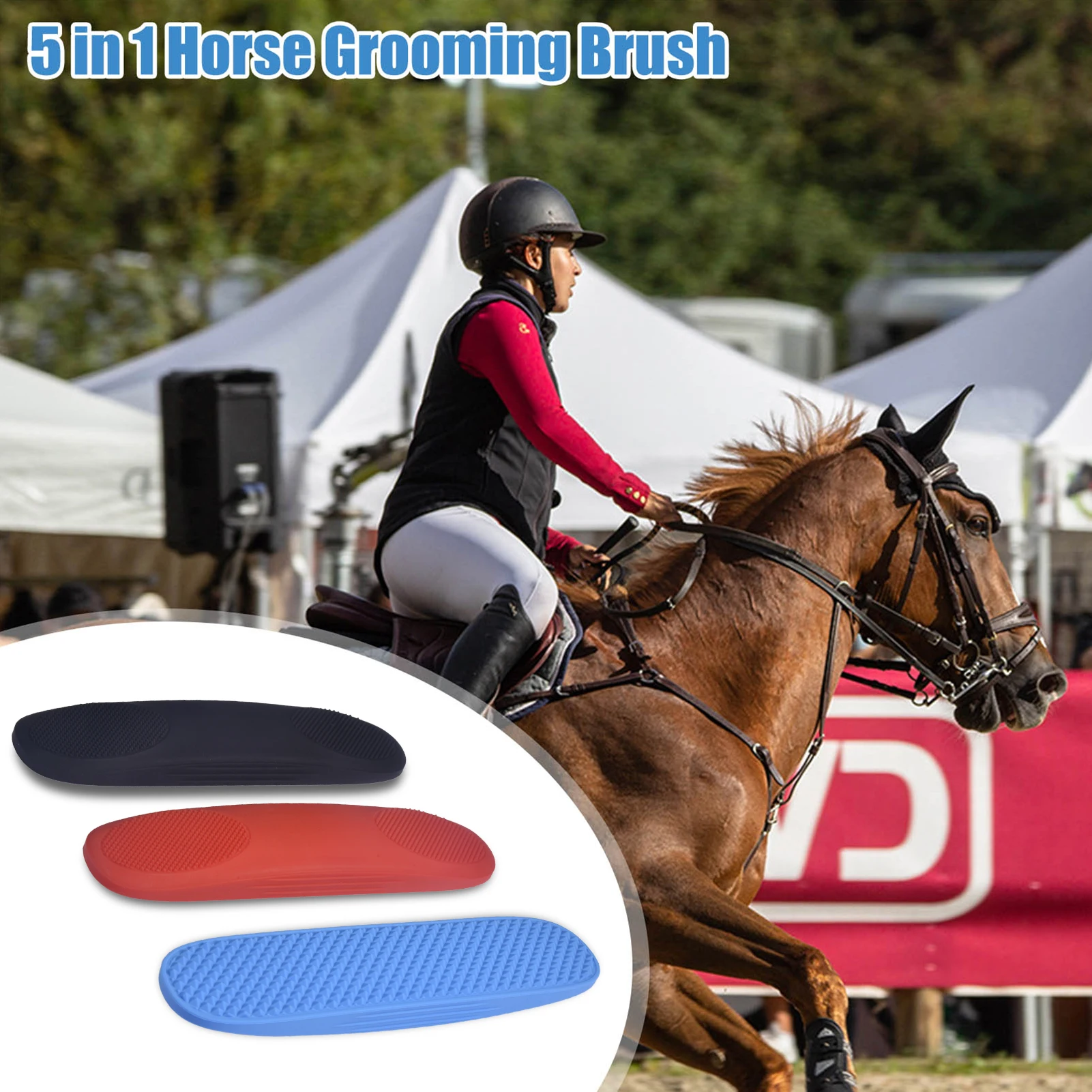 

5 In 1 Horse Silicone Brush Horses Removal Hair Massage Grooming Shedding Massage Brush Cleaning Tool for Large Dog Horse Beauty