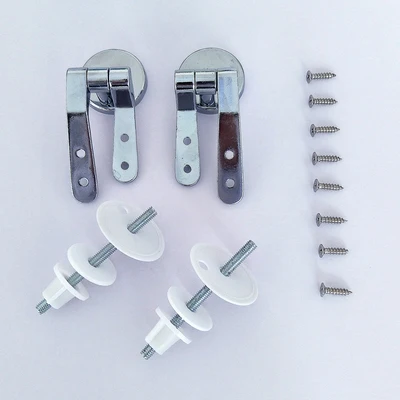 

1 пара цинкового сплава для сиденья унитаза, Резиновая деревянная крышка крышки, петля, крепление под/сверху, болты, винтовые крылья, гайки, анкер