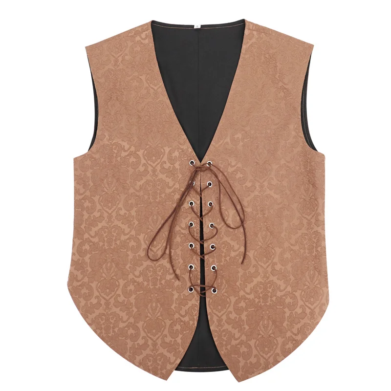 

Adult Medieval Vest Steampunk Gothic Waistcoat Victorian Suit Vest 18th Century Sleeveless Chevalier Pirate Costume Slim Fit Men