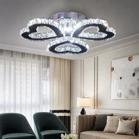 modern lustres k9 crystal chandelier ceiling lamps 3 rings stainless steel hanging light fixture 30w led pendant lamp home deco