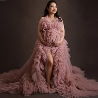 lush pregnancy dresses tulle layered photo shoot pink halter maternity dress baby shower dress