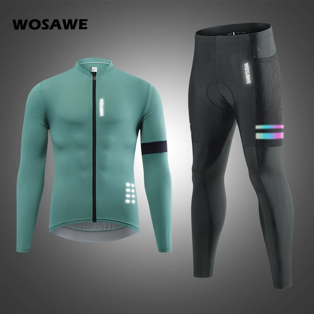

WOSAWE Men's Cycling Set Breathable Long Sleeve Cycling Suit Spring Autumn Long Leggings Ciclismo MTB trousers