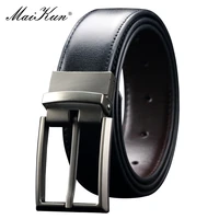 maikun belt mens reversible leather dress belt metal pin rotated buckle fashion luxury brand male belt high quality waistband