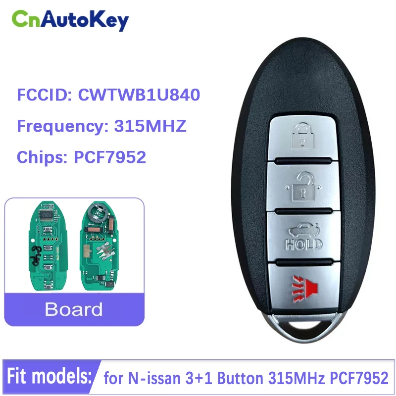 

CN027047 Aftermarket Smart Remote Auto Car Key With 315MHz PCF7952 CWTWB1U840 IC1788D-FWB1U840 4 Button