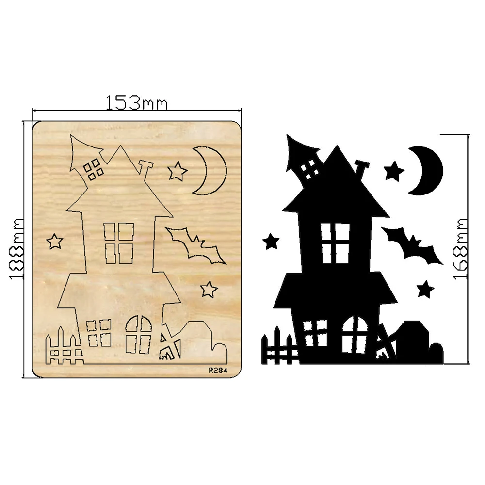 

Halloween House Wooden Cutting Dies Scrapbooking DECOR HOME DIY Suitable for Market Universal Cutting Machine /R284
