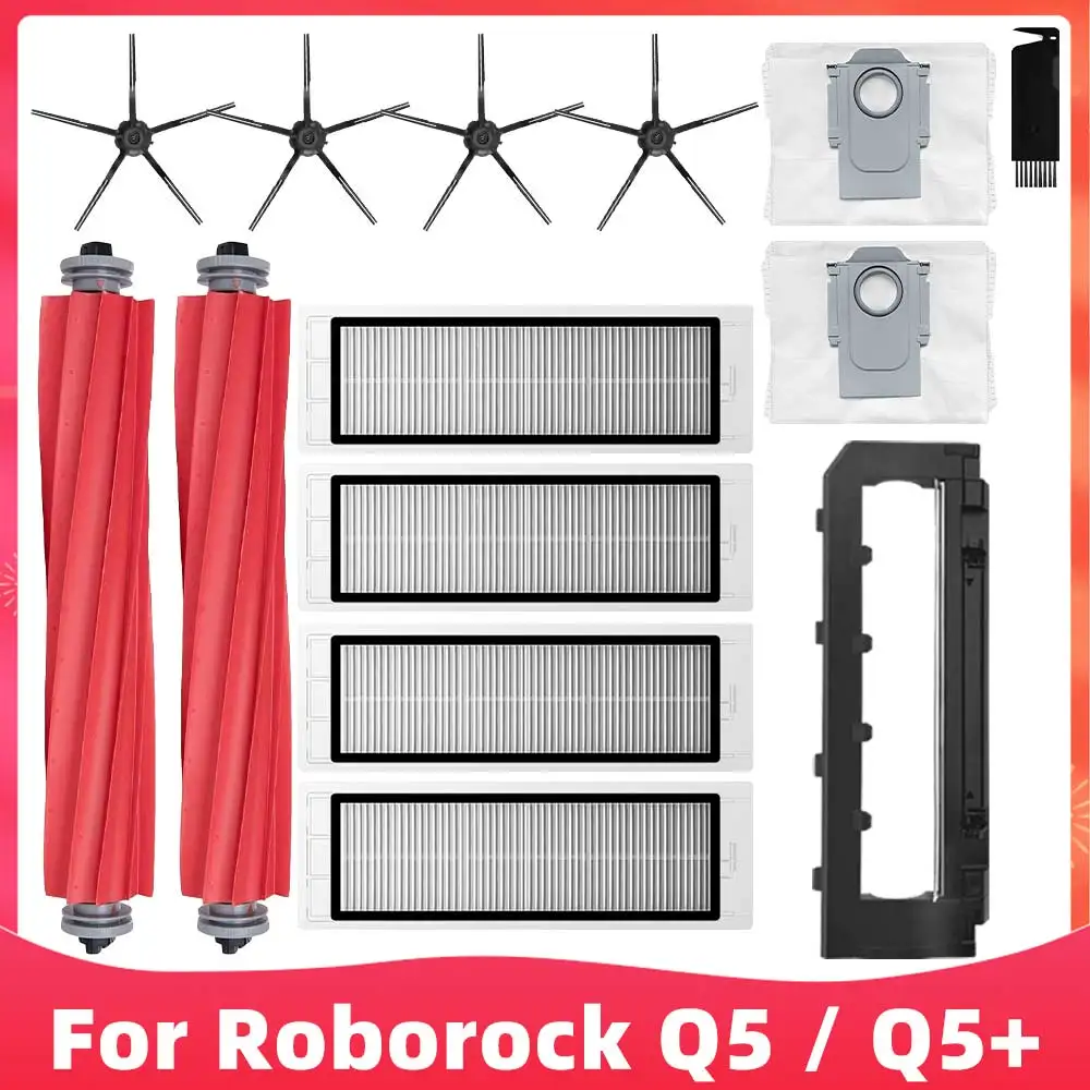 

Replacement Compatible For Roborock Q5 Q5+ Robot Vacuum Cleaner Spare Parts Main Side Brush Hepa Filter Dust Bag Accessories