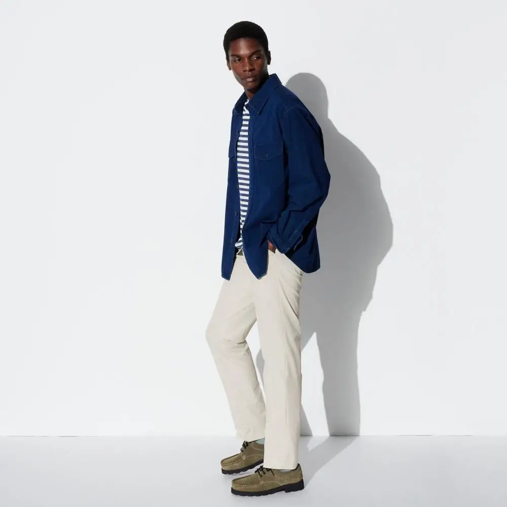 Брюки UNIQLO admiration из 2-х полосного эластичного хлопка длиной до колен 85 см